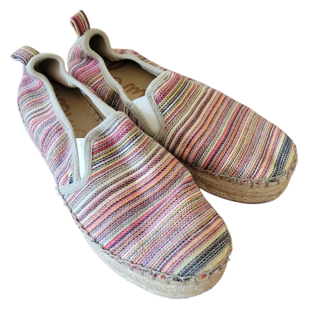 Sam Edelman Multi Color Striped Fabric Espadrille Size 7.5
